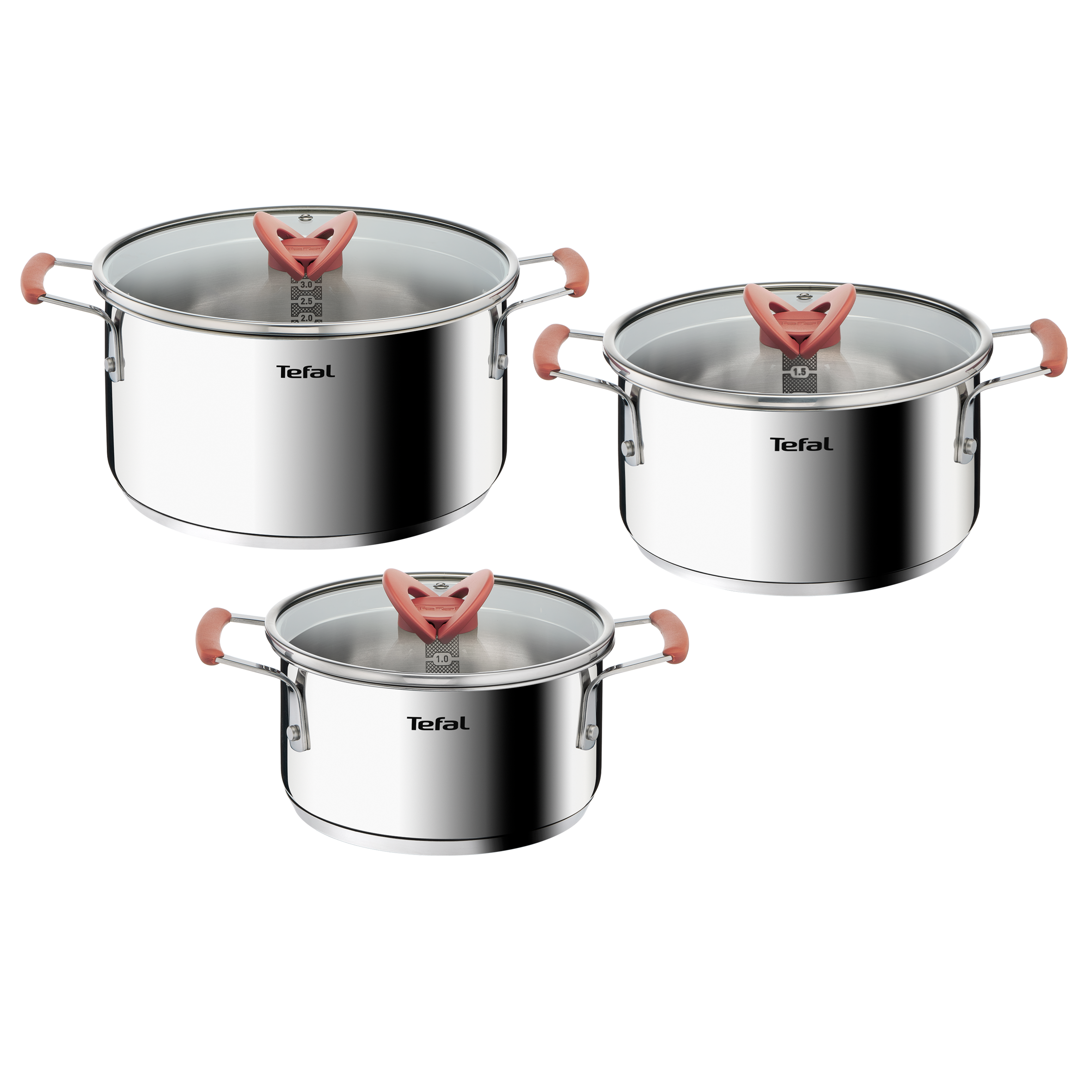 Set Opti'Space, 18/20/24 cm, 6 peças, Aço Inoxidável, Compatível com Indução