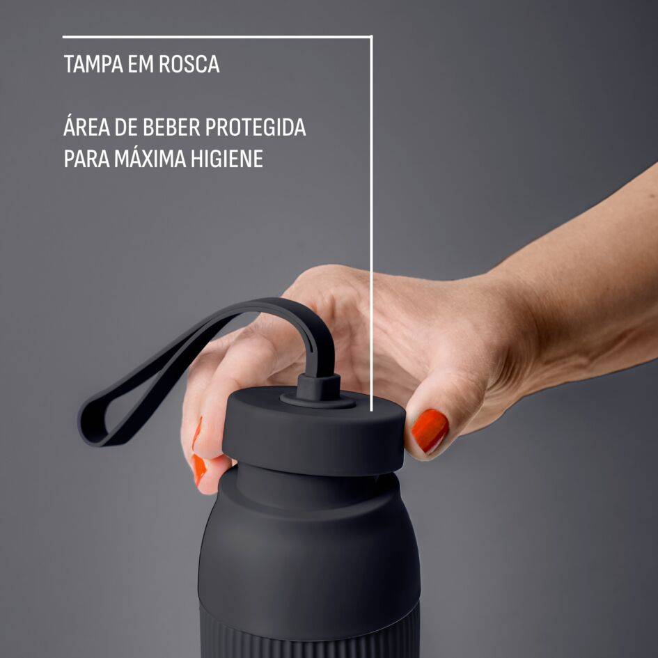 Garrafa BeYou 0,7L Tampa Twist Preta