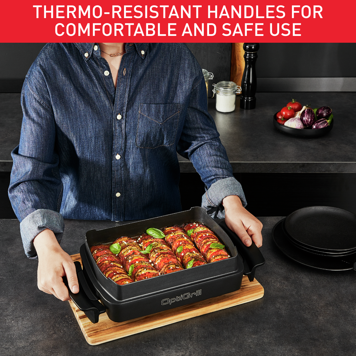 Tabuleiro para snacks e cozedura OptiGrill XL XA725870