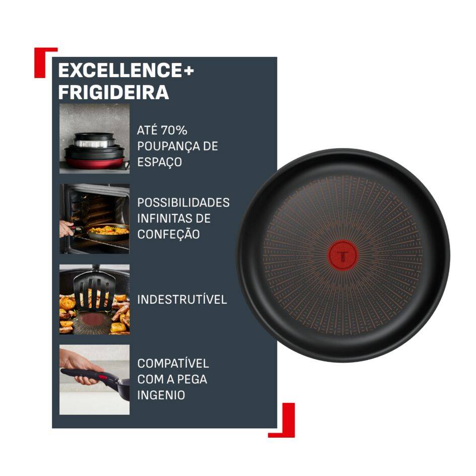 Frigideira Ingenio Excellence+ 24 cm, Empilhável, Antiaderente, Compatível com Indução