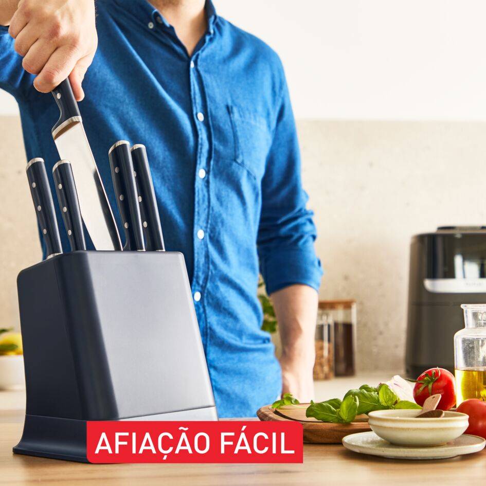 Conjunto de 5 Facas e Bloco com Afiador Integrado EverSharp