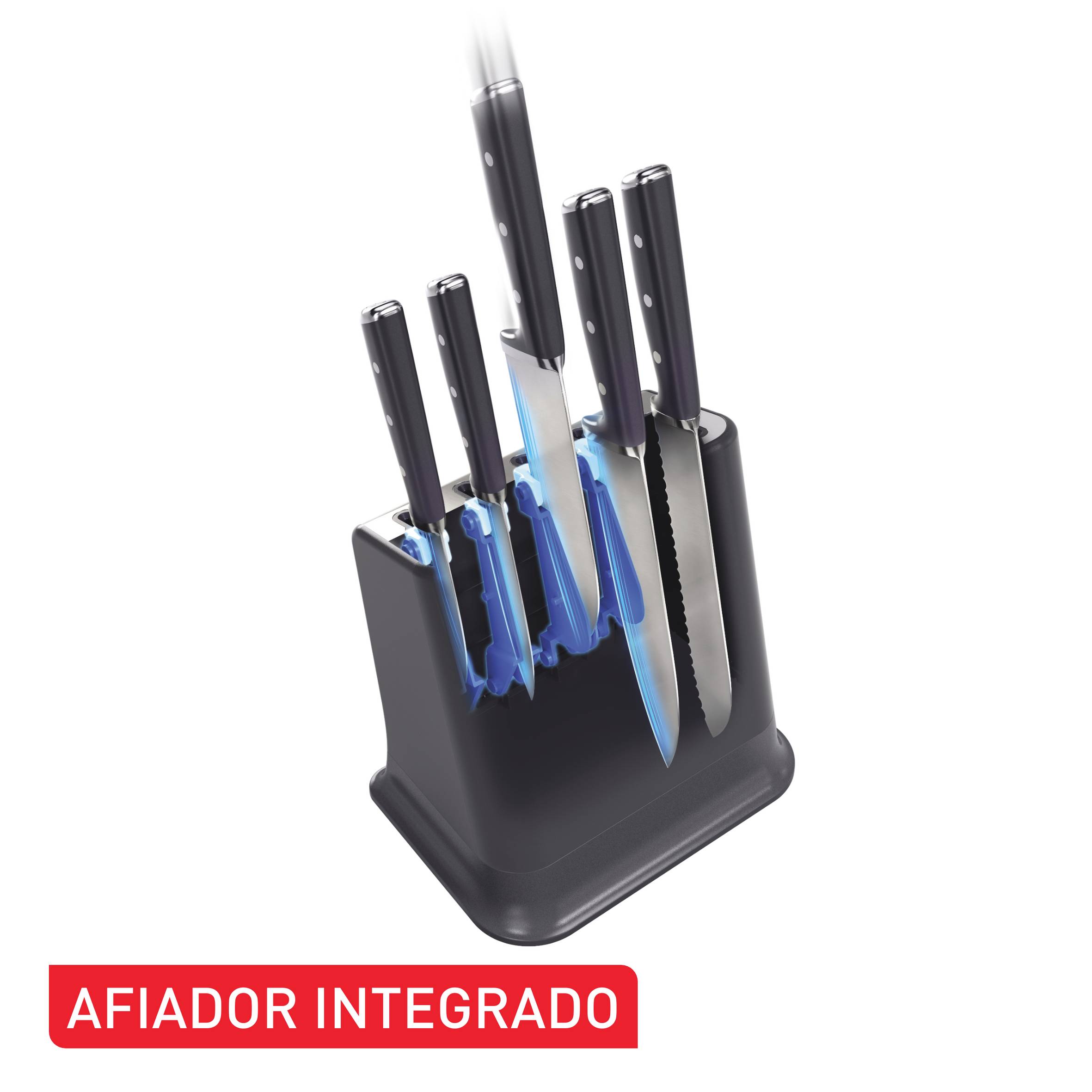 Conjunto de 5 Facas e Bloco com Afiador Integrado EverSharp