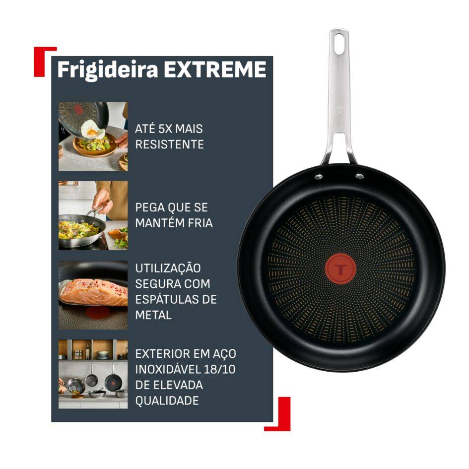 Set 2 Frigideiras Extreme 24 e 28 cm, Aço Inoxidável Premium, Antiaderente, Indução