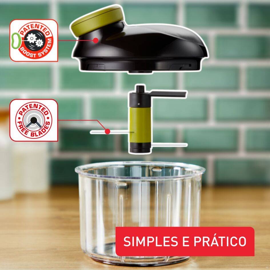Picadora manual 5 segundos 900ml com lâmina para puré