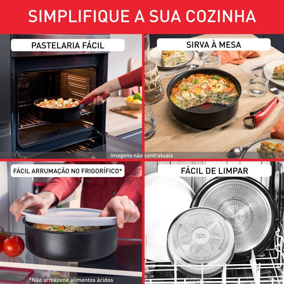 Conjunto Ingenio So'Light, 16 peças, Revestimento Antiaderente, Pega Amovível, Compatível com Indução