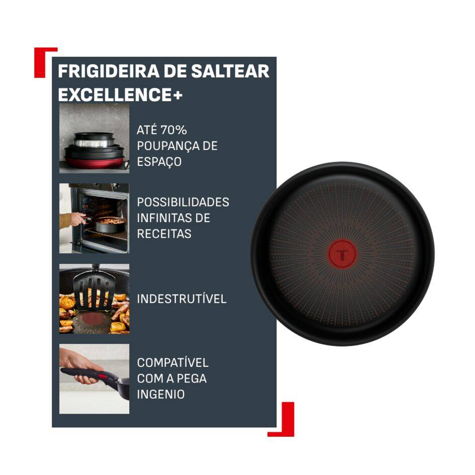 Frigideira para Saltear Ingenio Excellence+ 24 cm, Empilhável, Antiaderente, Compatível com Indução
