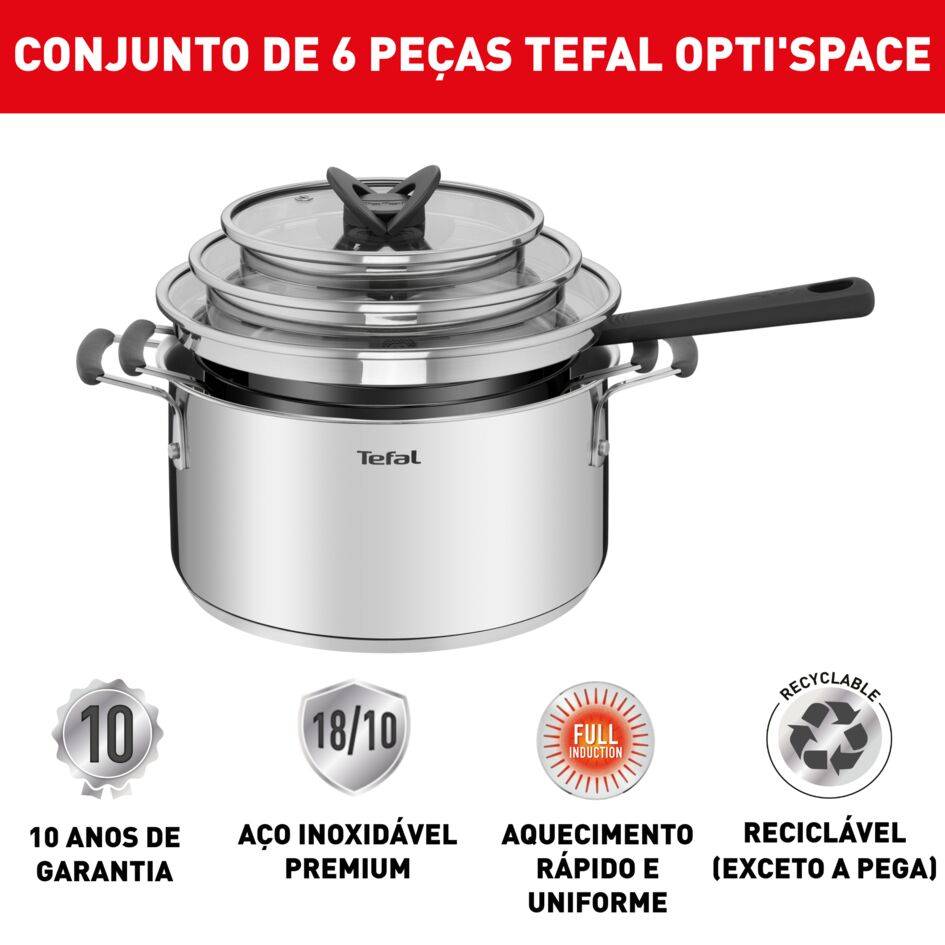 Opti'Space Caçarola 16 cm + tampa, Tachos 20/24 cm + tampas