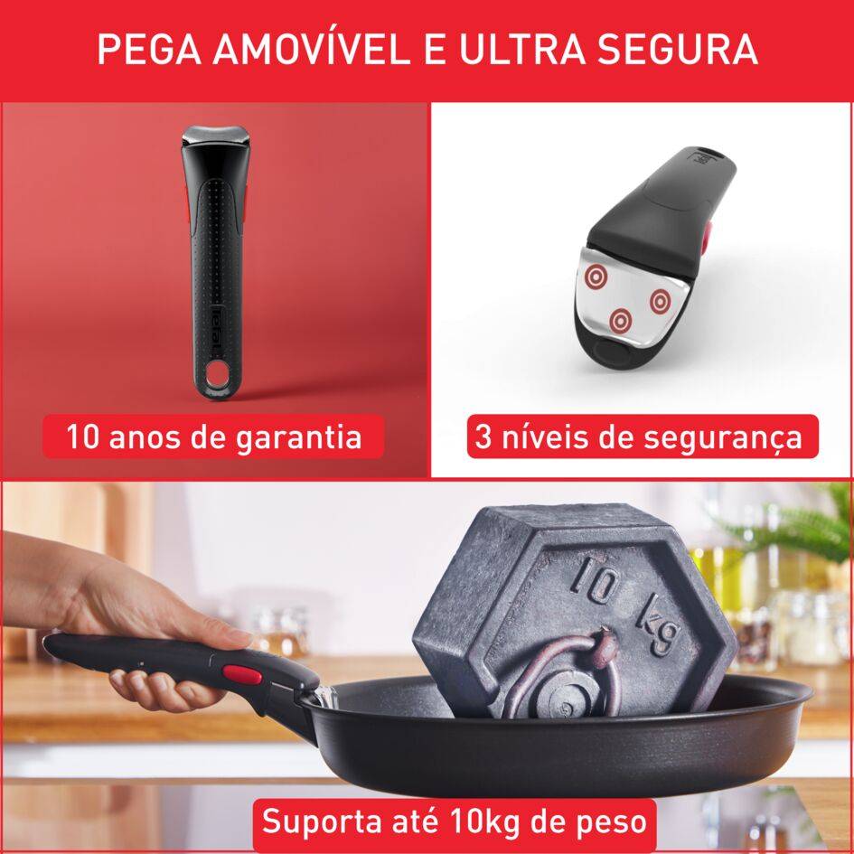 Set Ingenio Emotion, 22/24/28 cm, Revestimento Antiaderente, Aço Inoxidável, Pega Amovível
