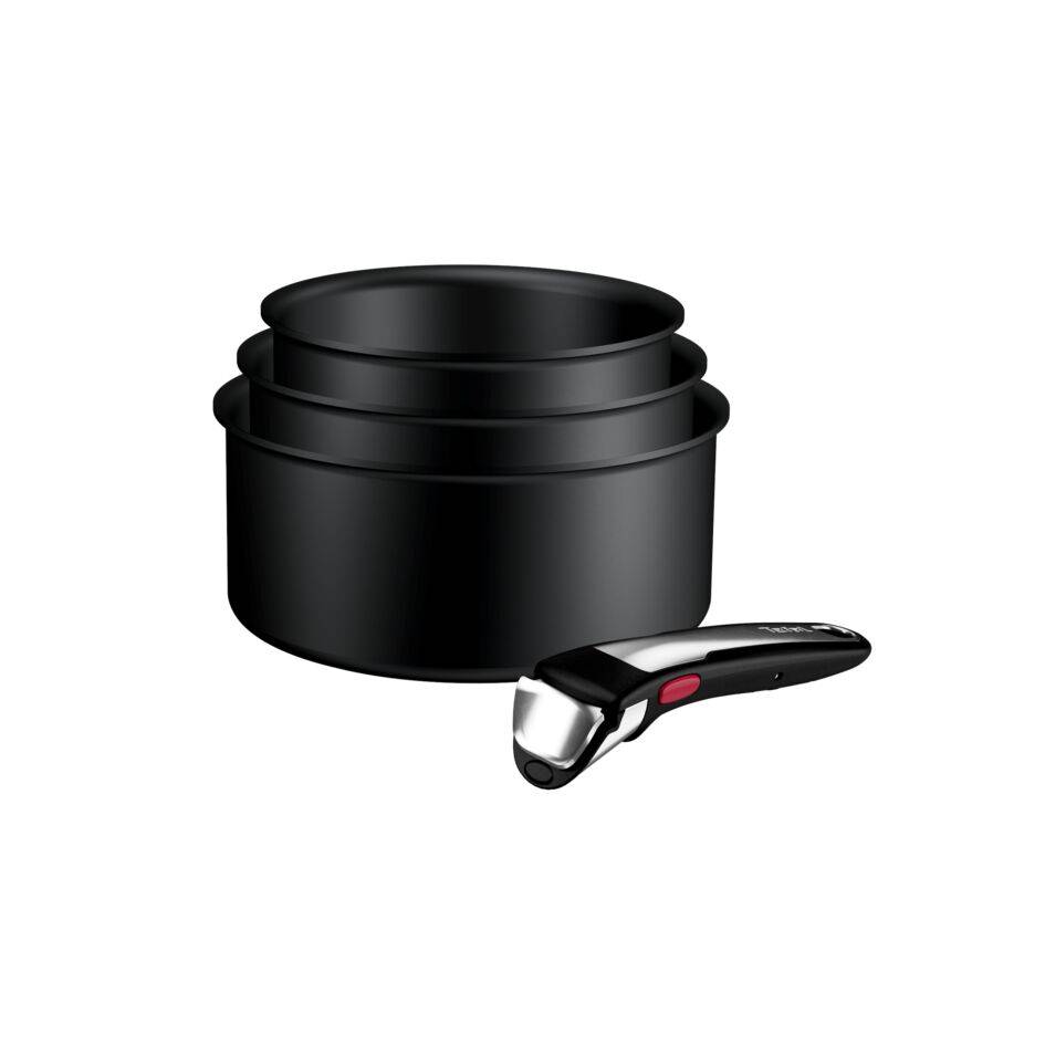 Set Ingenio Excellence+, Caçarolas 16/18/20 cm, Revestimento Antiaderente, Pega amonível, Compatível com Indução