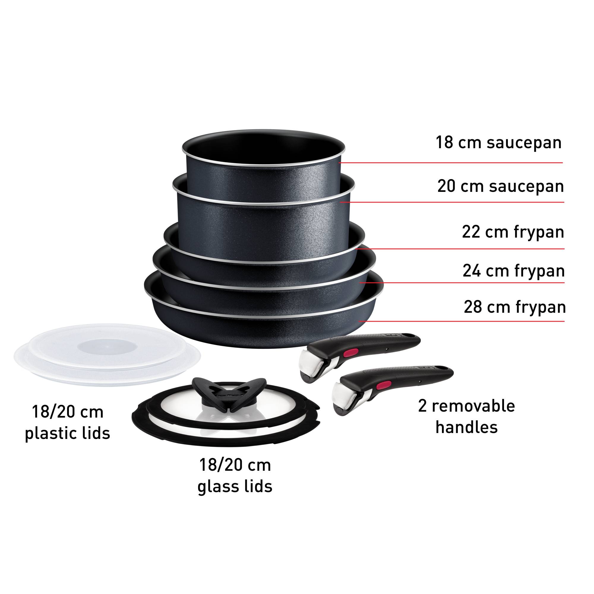 Ingenio So'Light, Conjunto de Cozinha de 11 Peças, Caçarolas e Frigideiras com a Tecnologia Light Tech