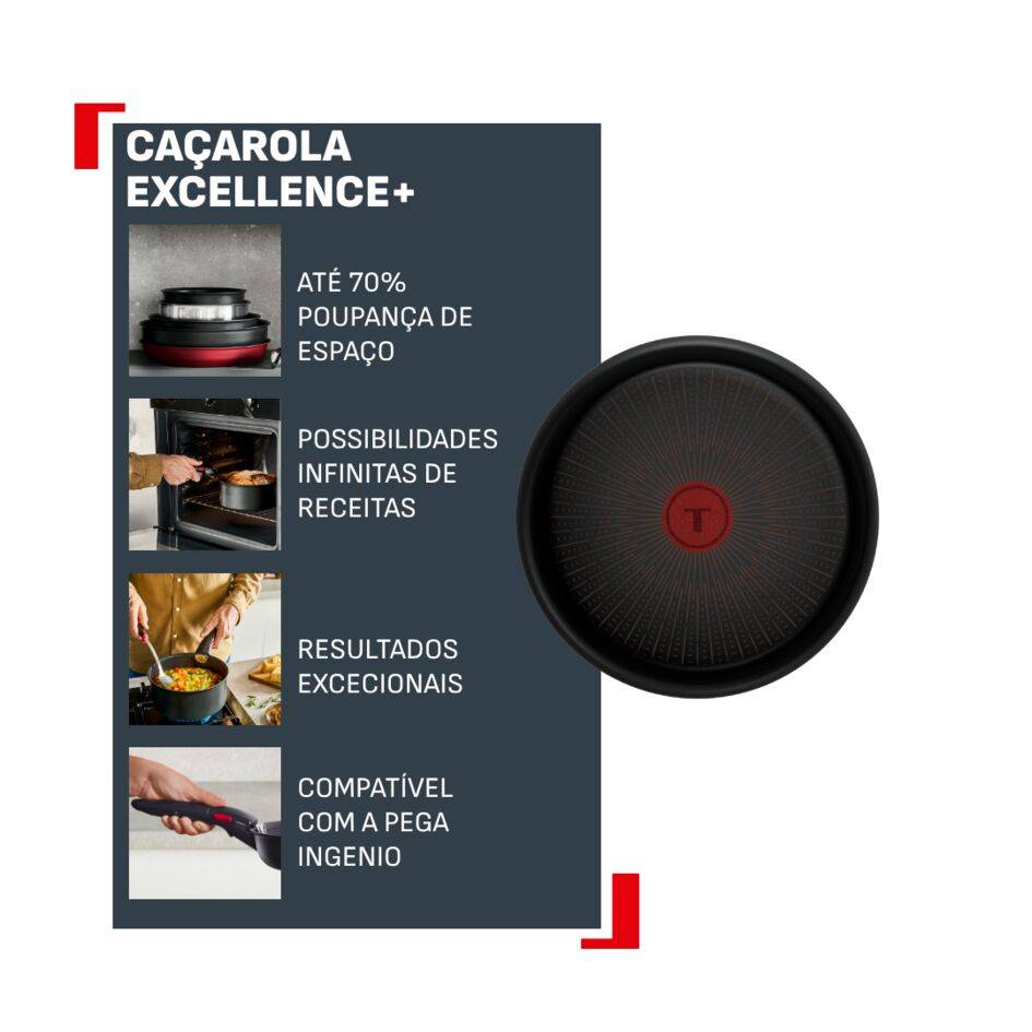 Caçarola Ingenio Excellence+ 18 cm, Empilhável, Antiaderente, Compatível com Indução