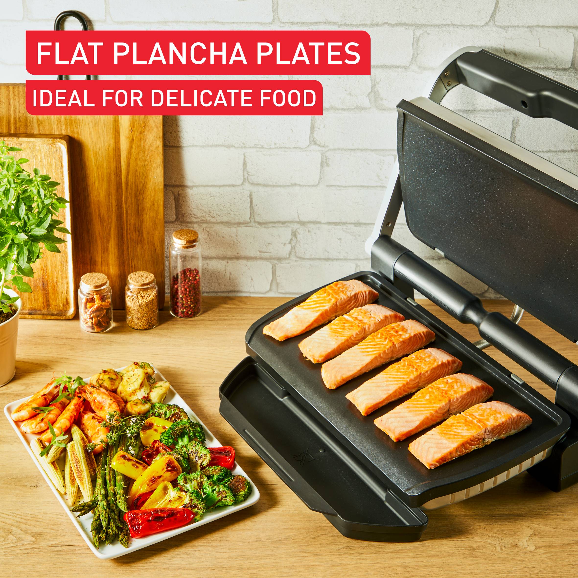 Placas Plancha para Grelhador + XL, antiaderente ideal para ingredientes delicados XA729811