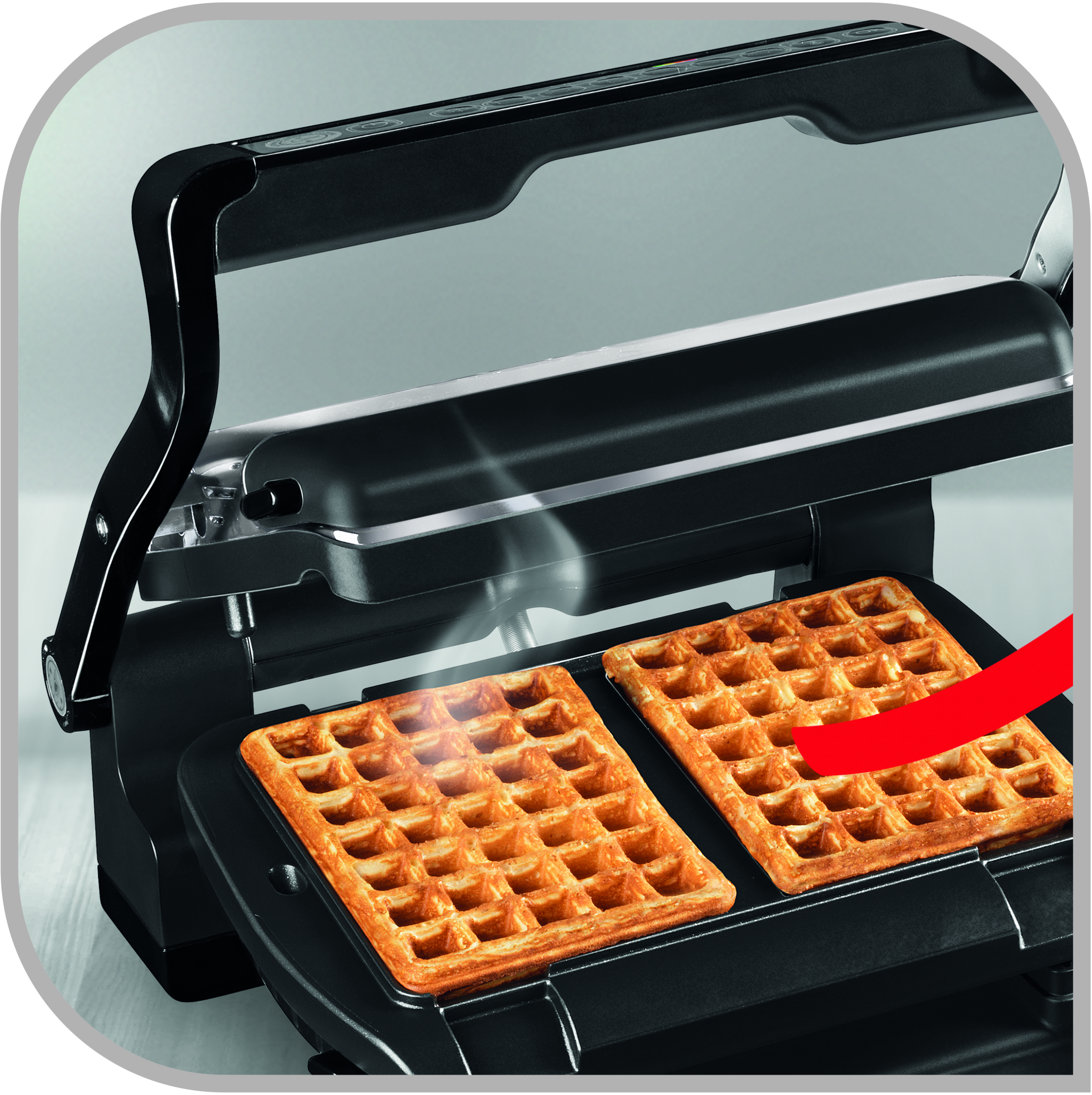 2 placas de waffles e concha Optigrill XA724810