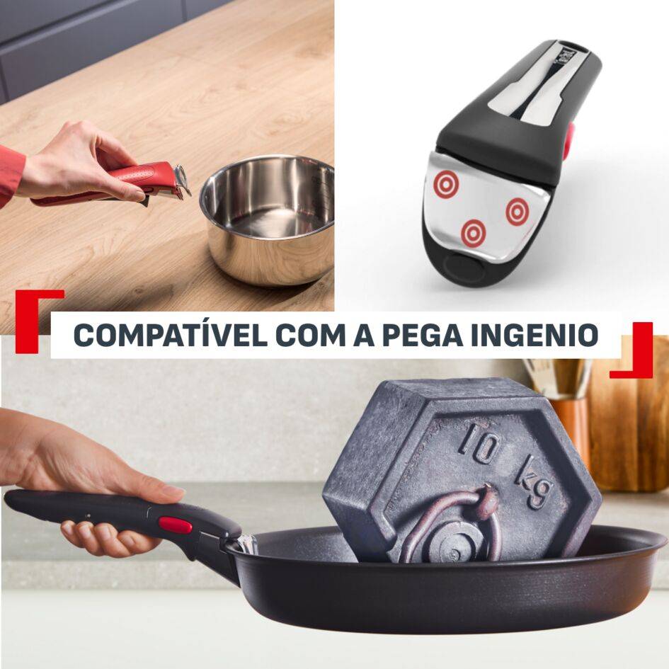 Set Ingenio Excellence+, Caçarolas 16/18/20 cm, Revestimento Antiaderente, Pega amonível, Compatível com Indução