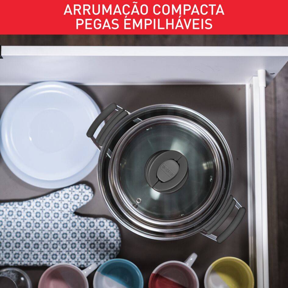 Opti'Space Caçarola 16 cm + tampa, Tachos 20/24 cm + tampas