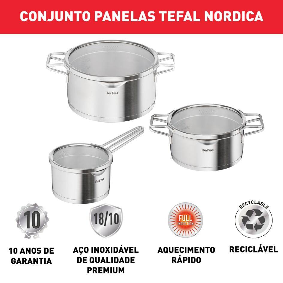 Nordica Conjunto 6 Peças Tacho 16 cm, Caçarolas 20/24 cm com Tampas