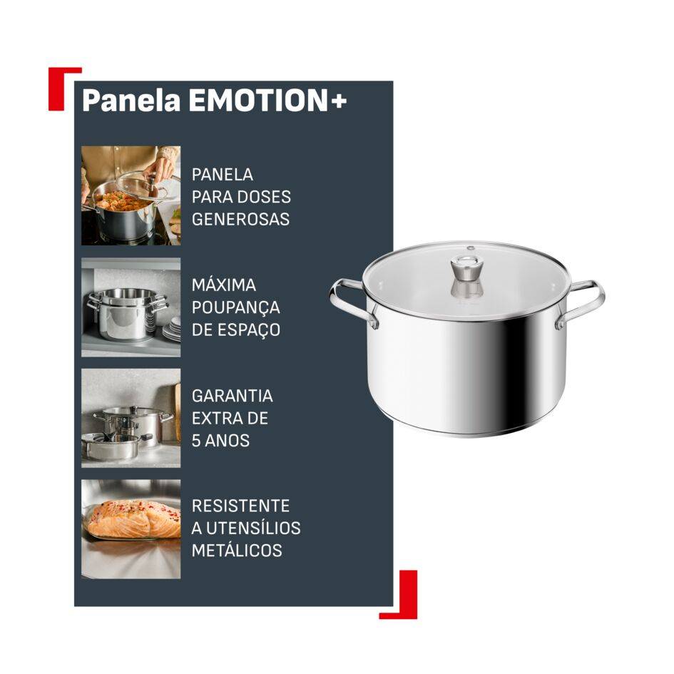 Emotion+ XL, Panela alta 28 cm + Tampa