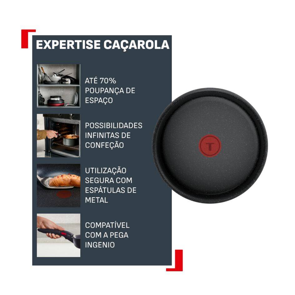 Caçarola Ingenio Expertise 20 cm, Empilhável, Antiaderente, Compatível com Indução