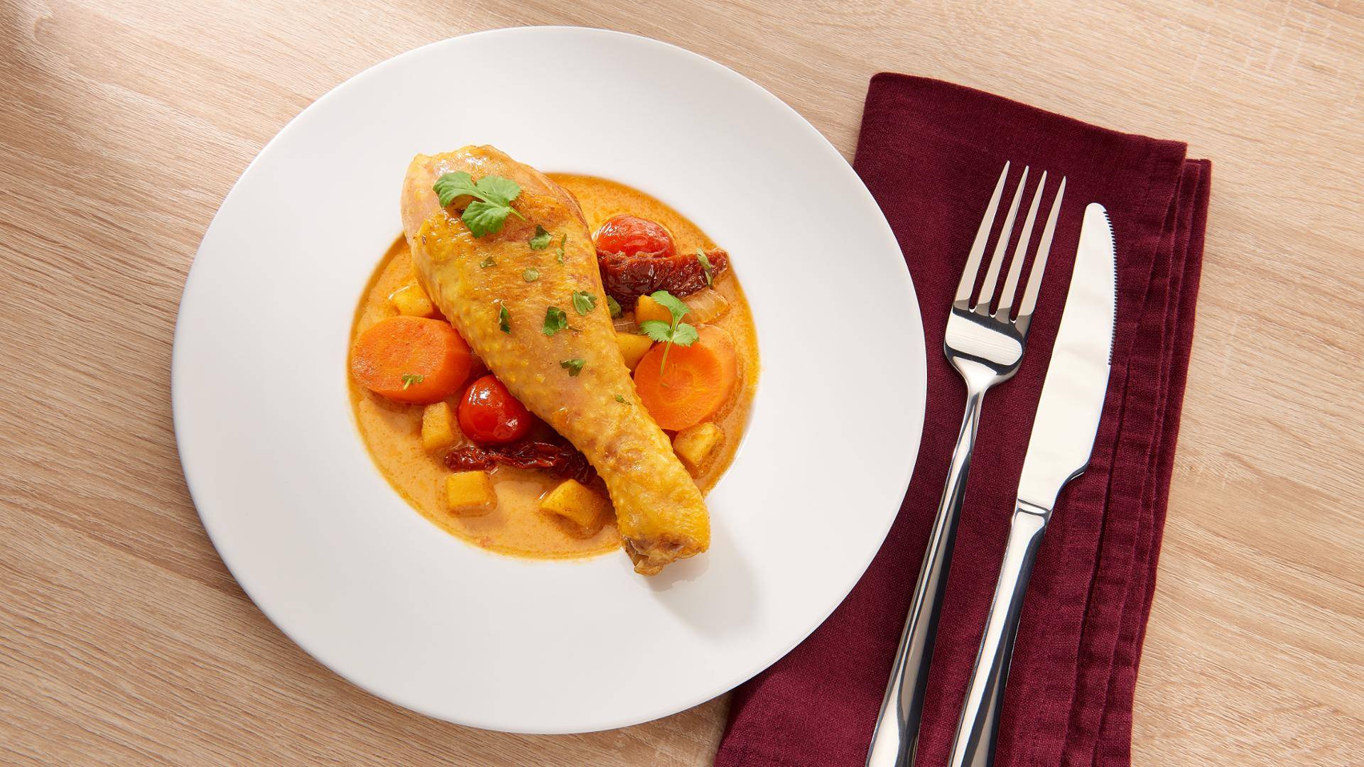 Frango com caril e tomate - Receta undefined | Tefal