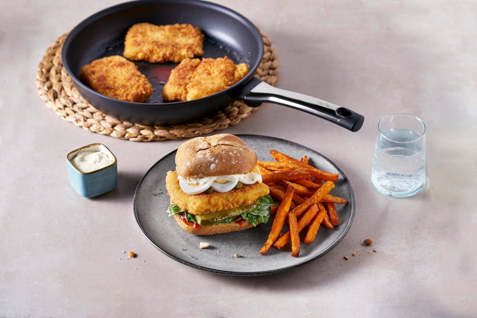 Hambúrguer de peixe com batata-doce frita - Receta undefined | Tefal